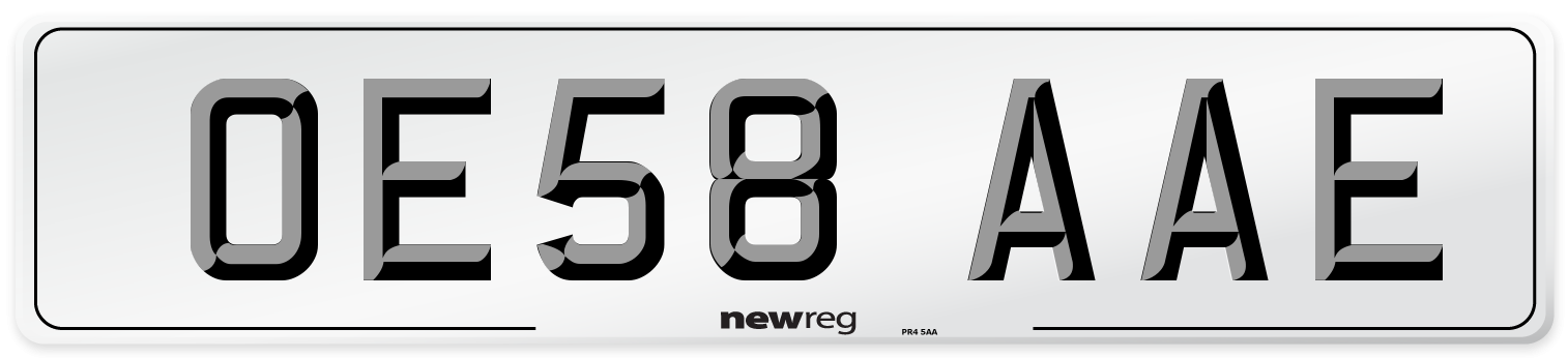 OE58 AAE Number Plate from New Reg